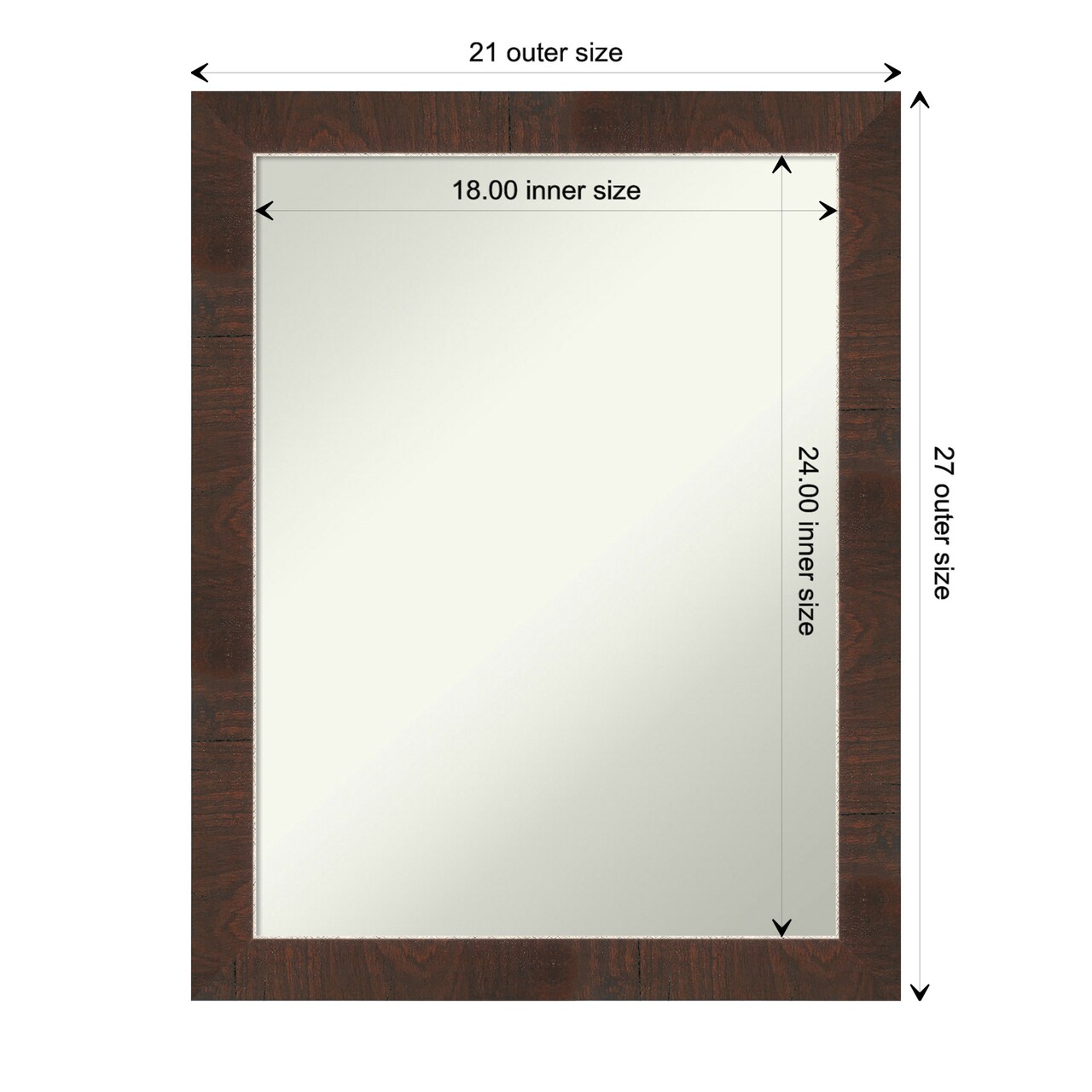 Amanti Art Non-Beveled Wall Mirror, Wildwood Brown Narrow Frame